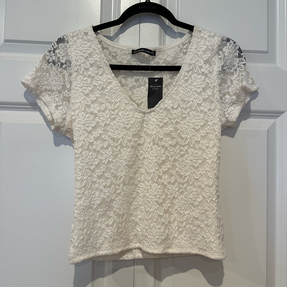 NWT white lace short sleeve